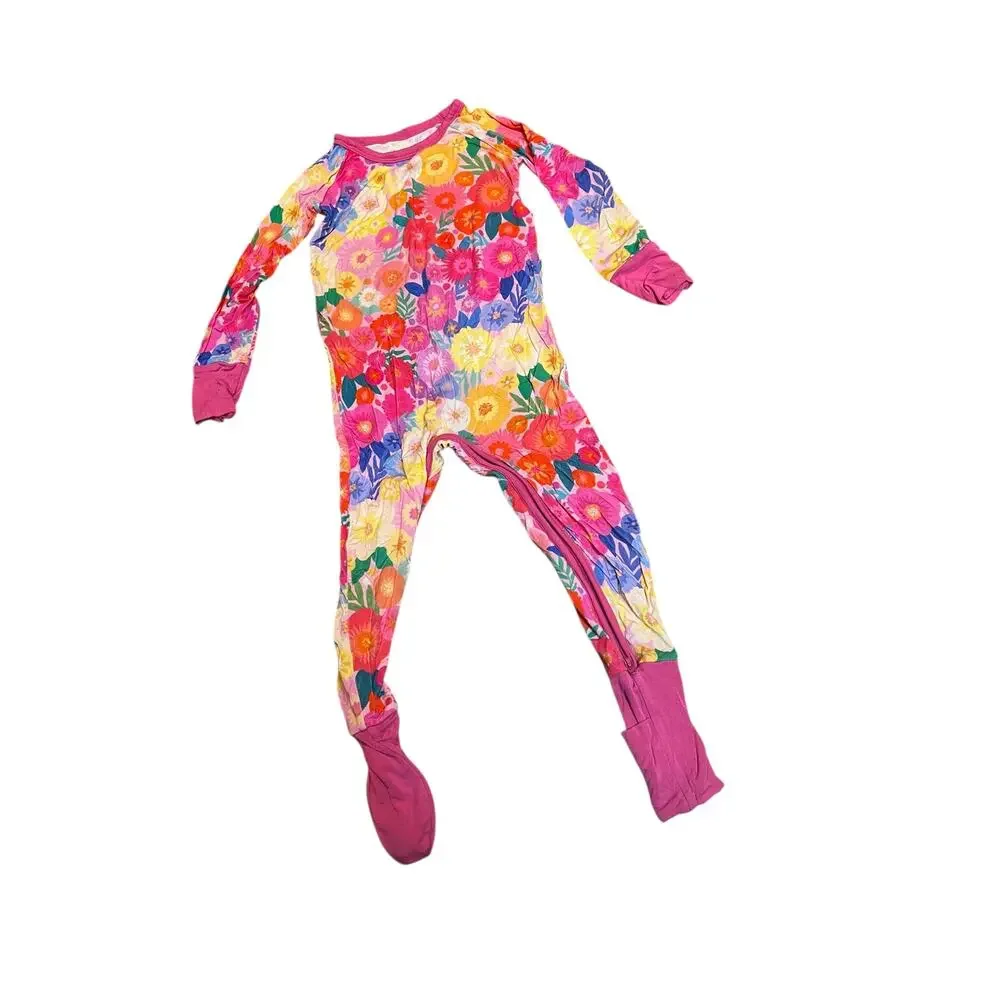 Little Sleepies Rainbow Blooms Crescent Zippy‎ Bamboo Floral Size 18/24 Months